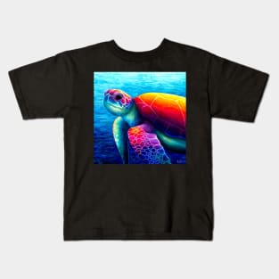 Underwater sea turtle artwork Kids T-Shirt